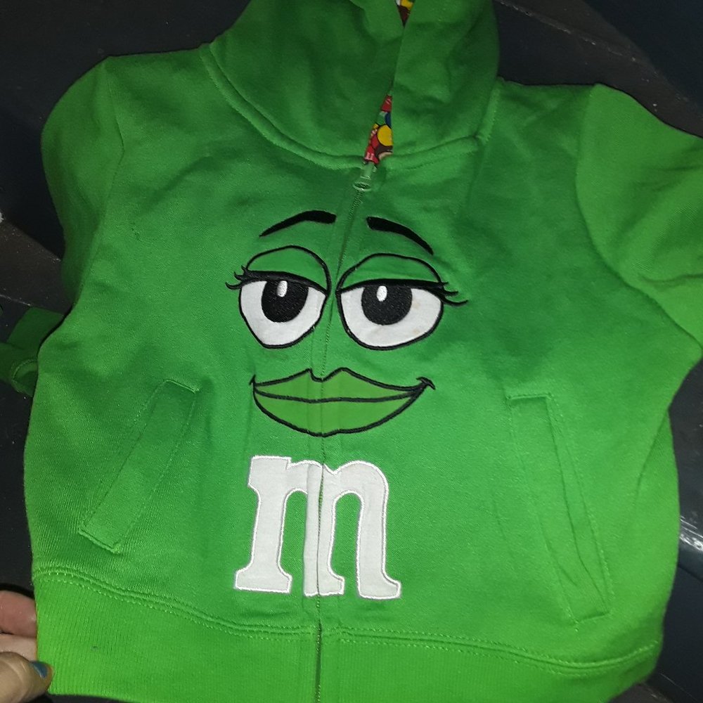 M & M Candies Green hooded kids Sweat jacket New Small